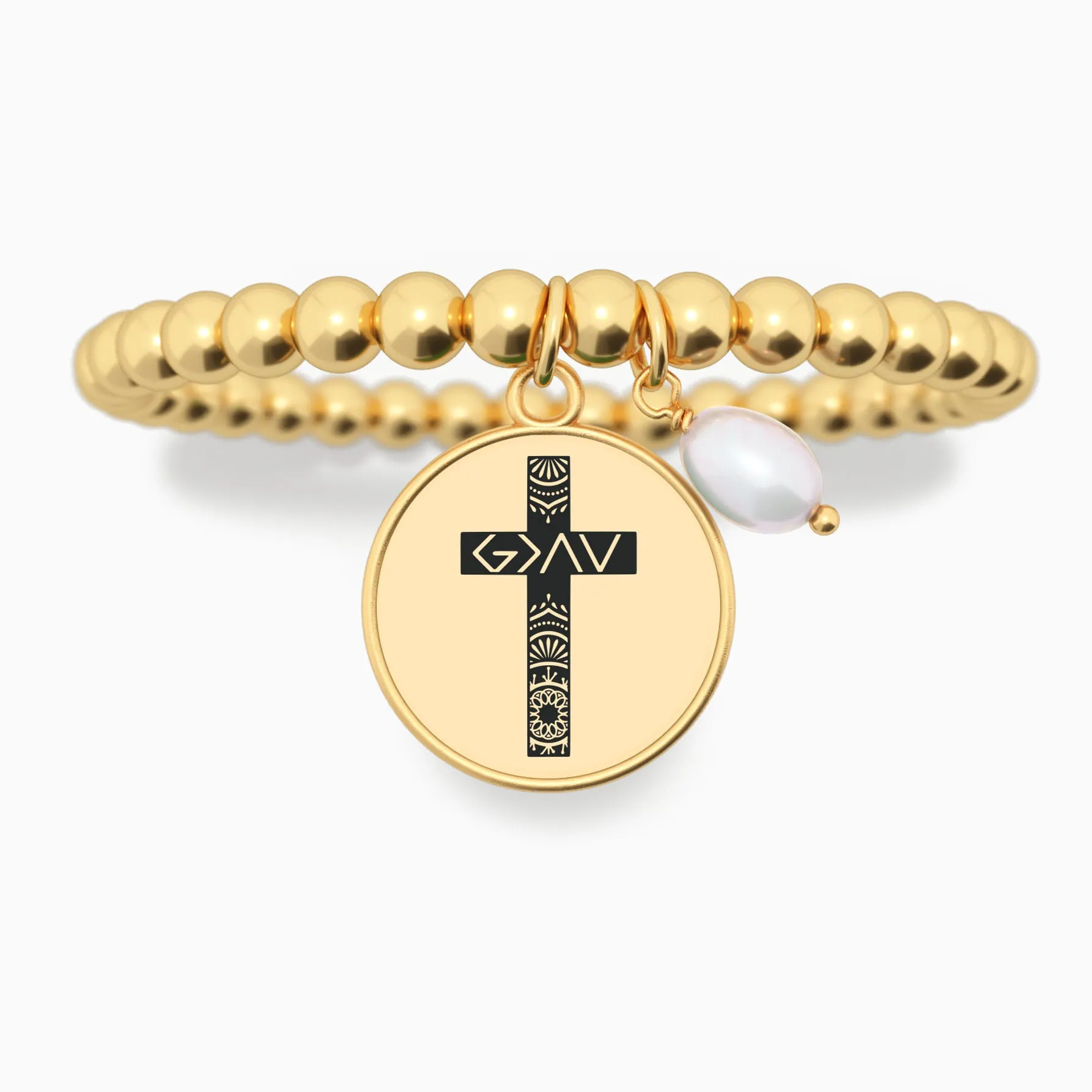 God Is Greater - Cross - Beaded Bracelet