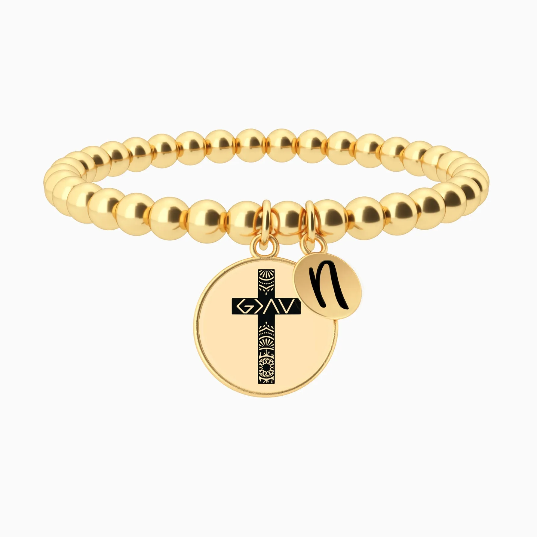 God Is Greater - Cross - Beaded Bracelet