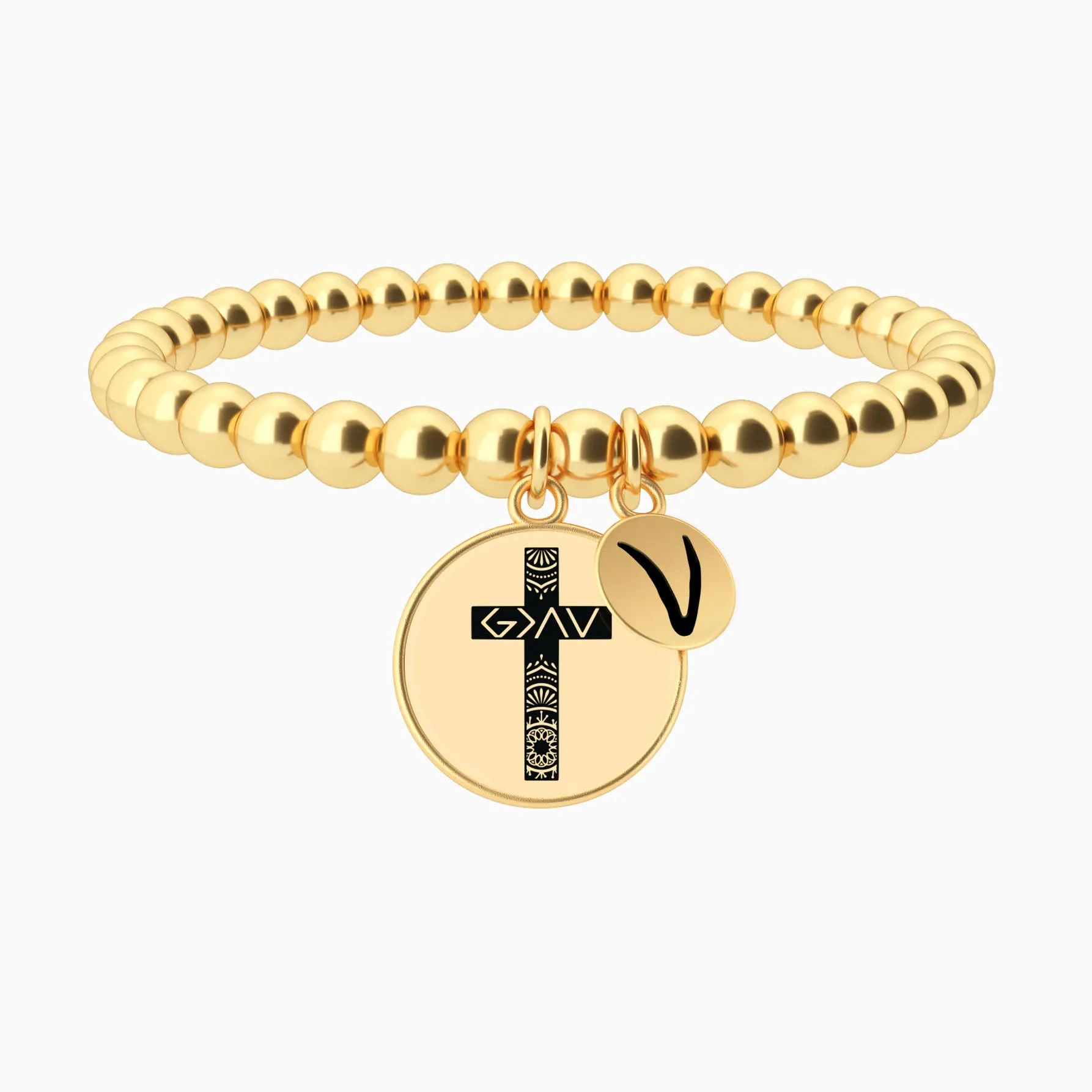 God Is Greater - Cross - Beaded Bracelet