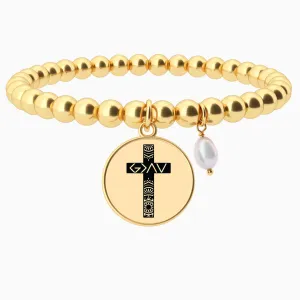 God Is Greater - Cross - Beaded Bracelet