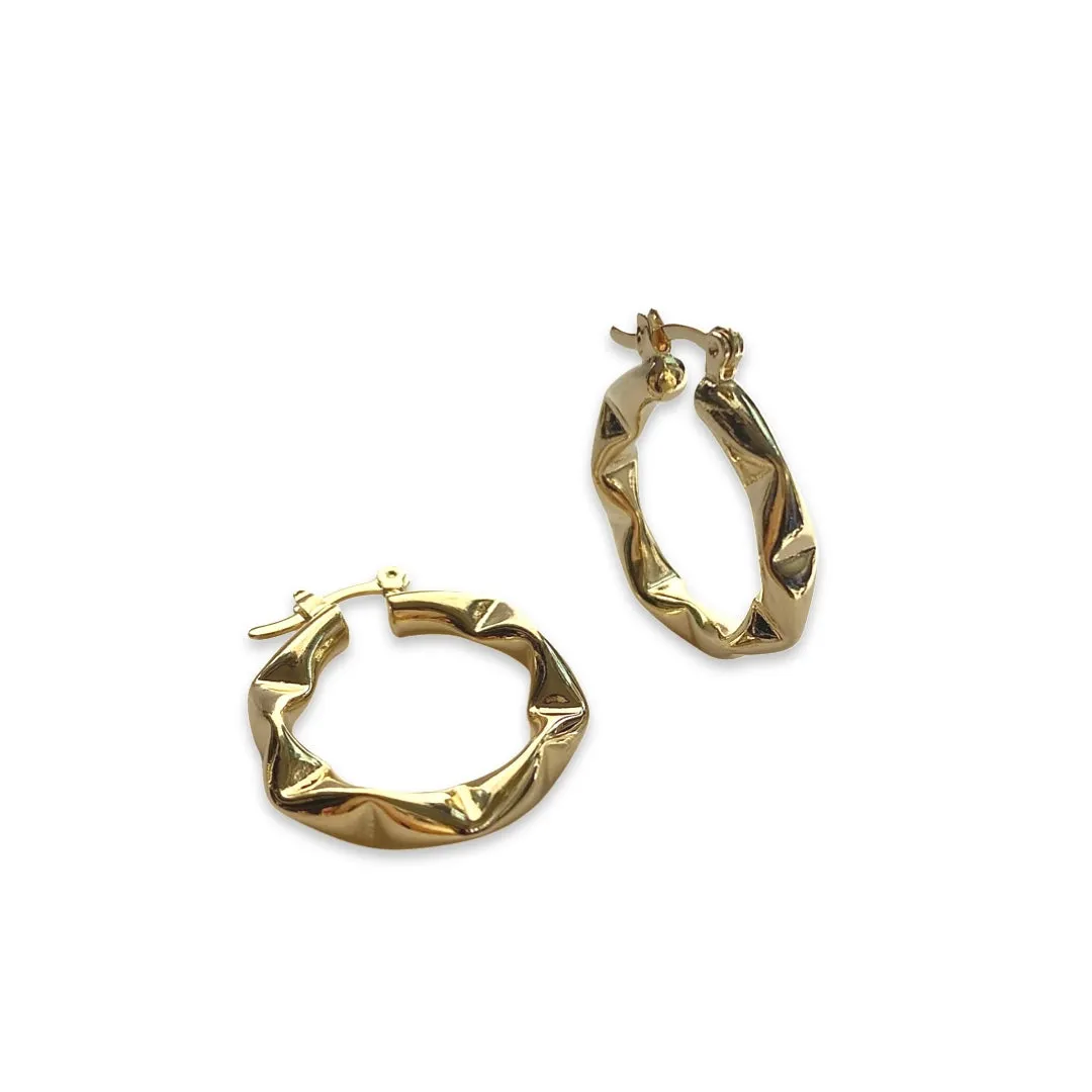 Gold Filled 0.85” Wavy Thick Hoop.