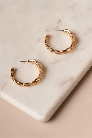 Gold Hoop Twist Earrings /6 Pieces