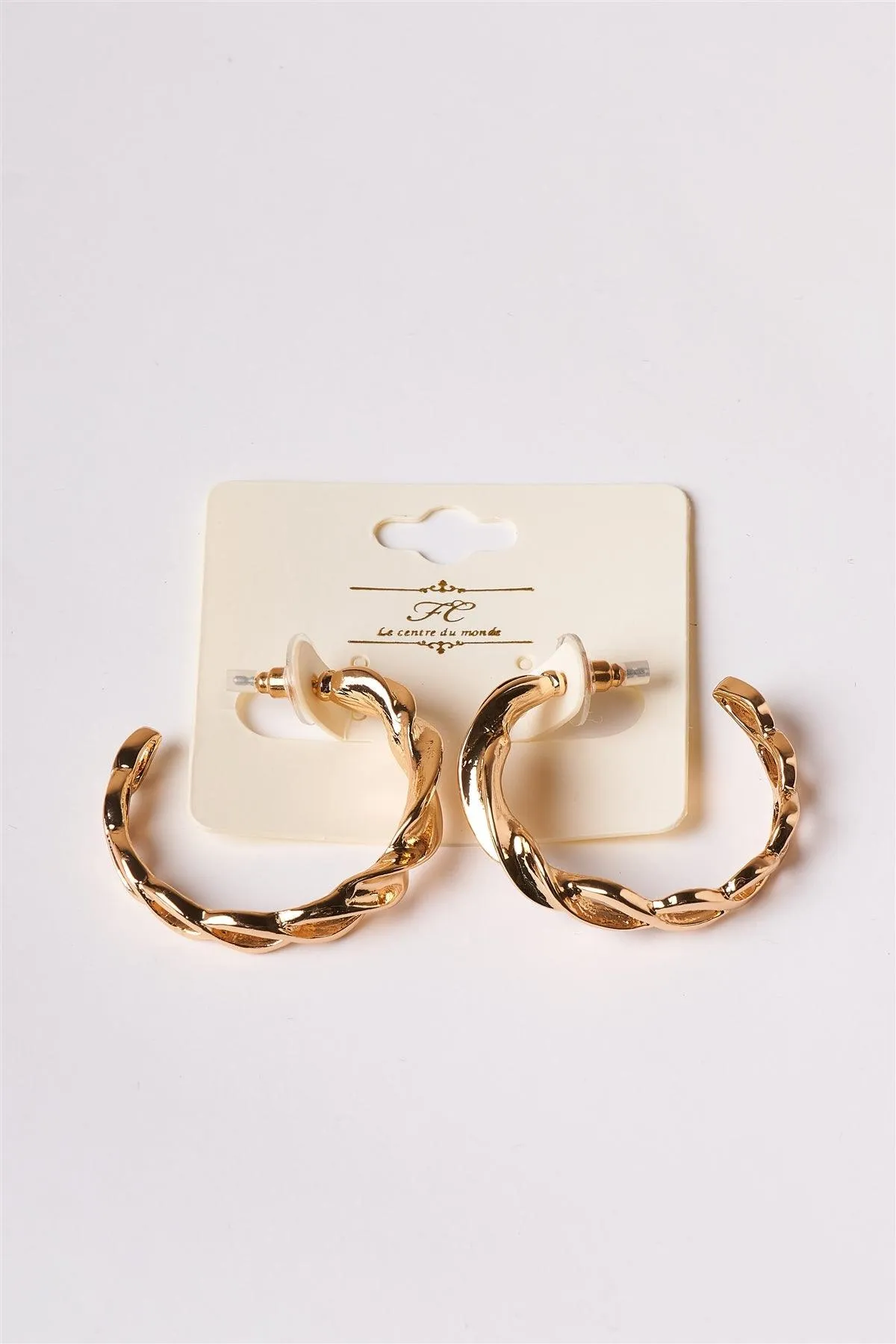 Gold Hoop Twist Earrings /6 Pieces