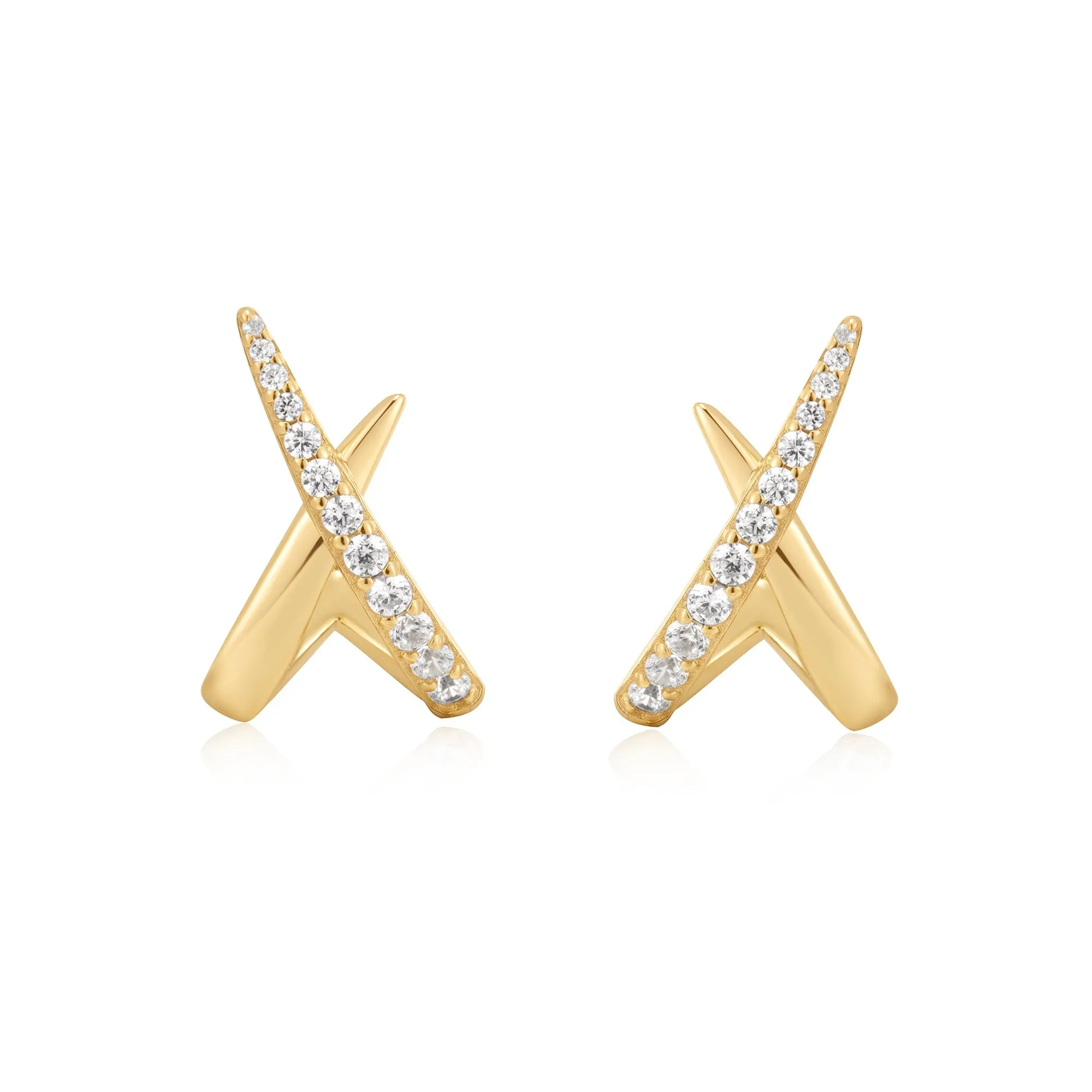 Gold Kiss Polished Pave Studs