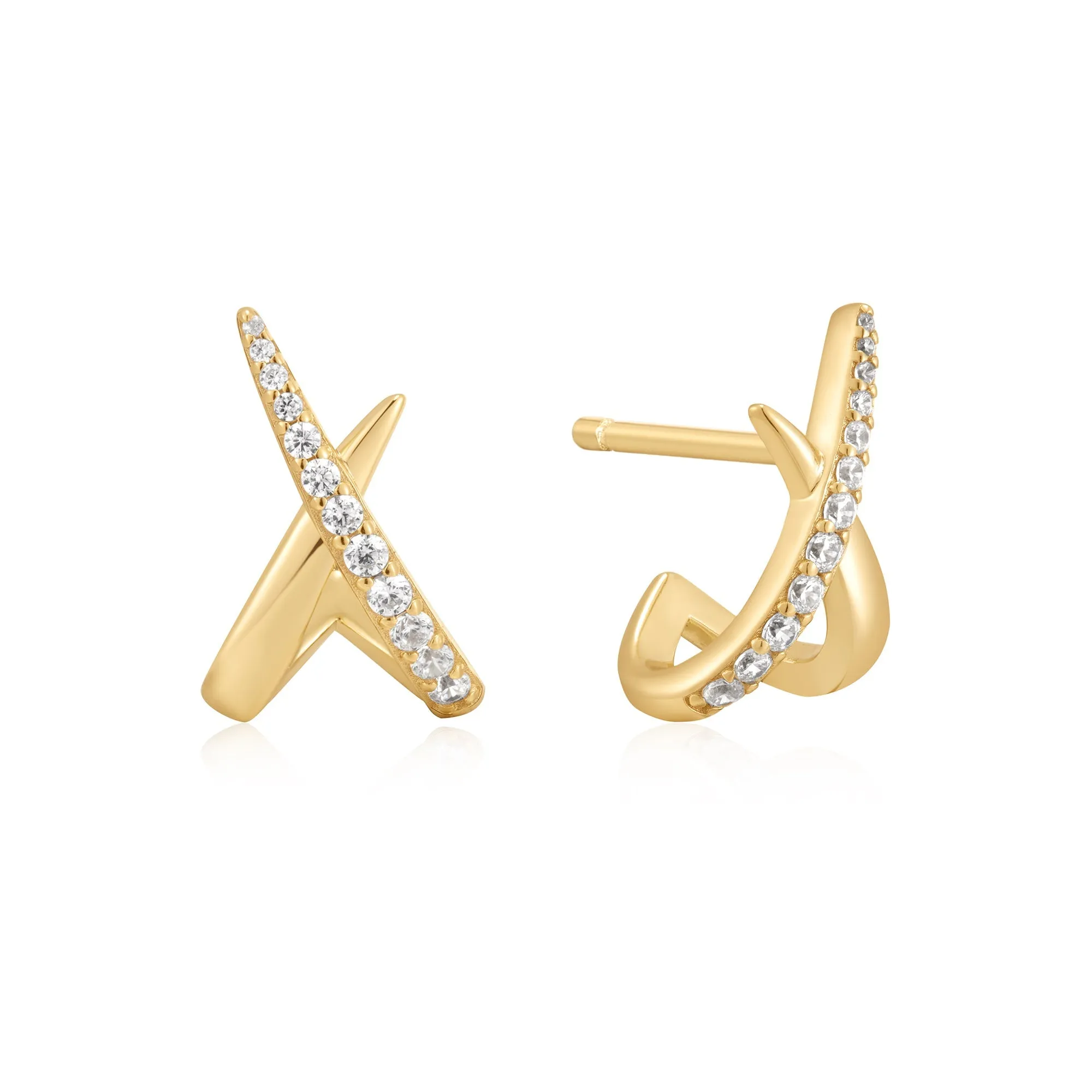 Gold Kiss Polished Pave Studs