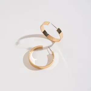 Gold Large Flat Hoop Earring