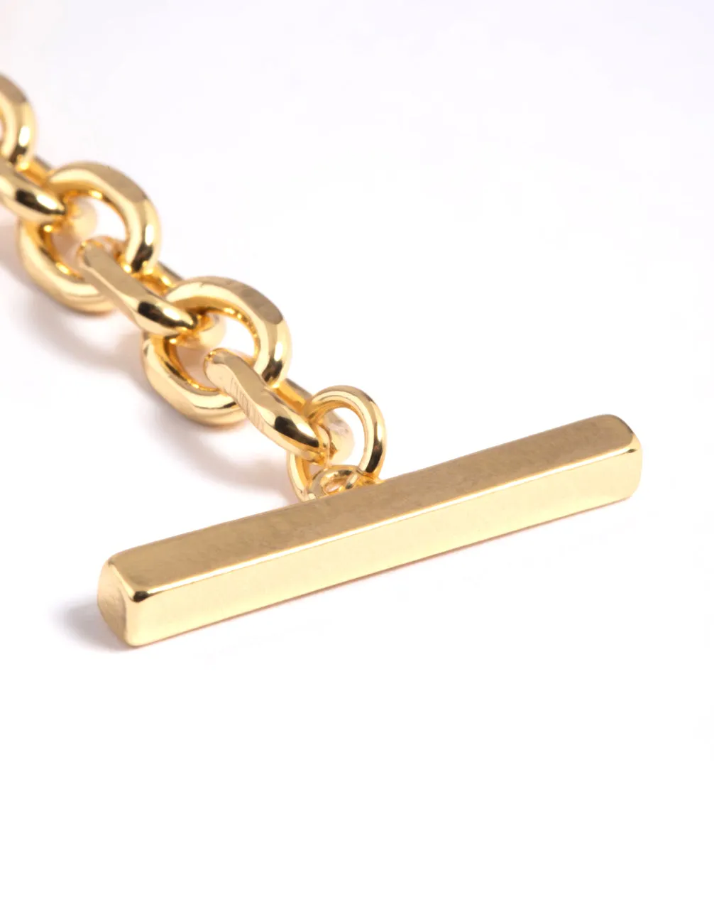 Gold Plated Detailed Chain Bar Necklace