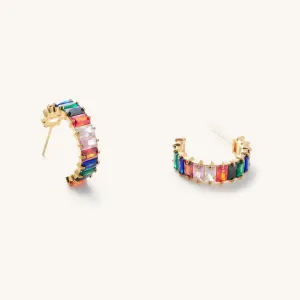 Gold Rainbow Shimmer Hoops- Waterproof