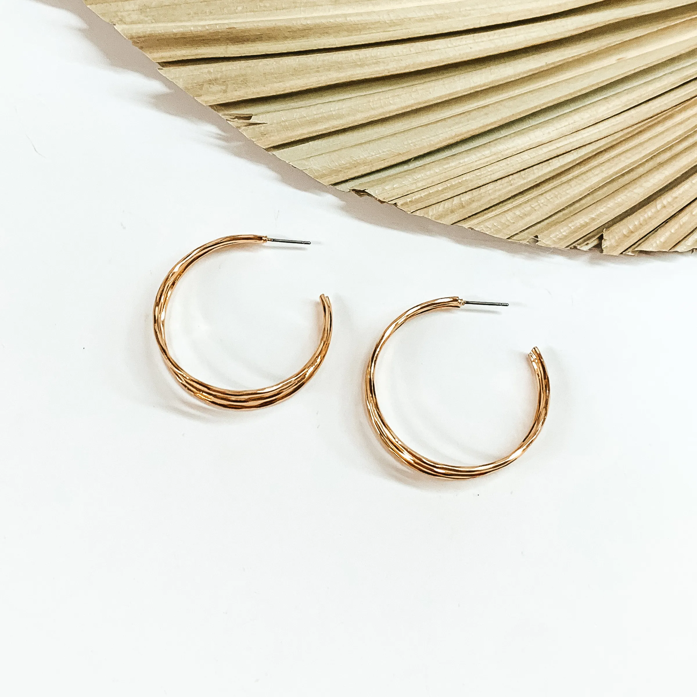 Good Karma Large Triple Hoop Earrings in Gold Tone