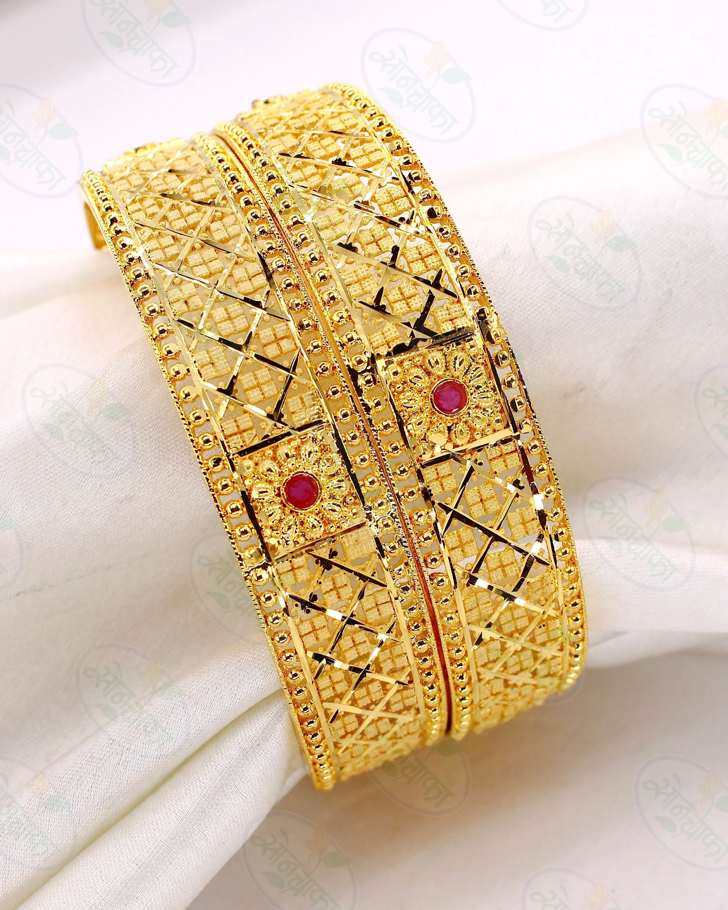 GRACEFUL DESIGNER GOLD PLATED BANGLES