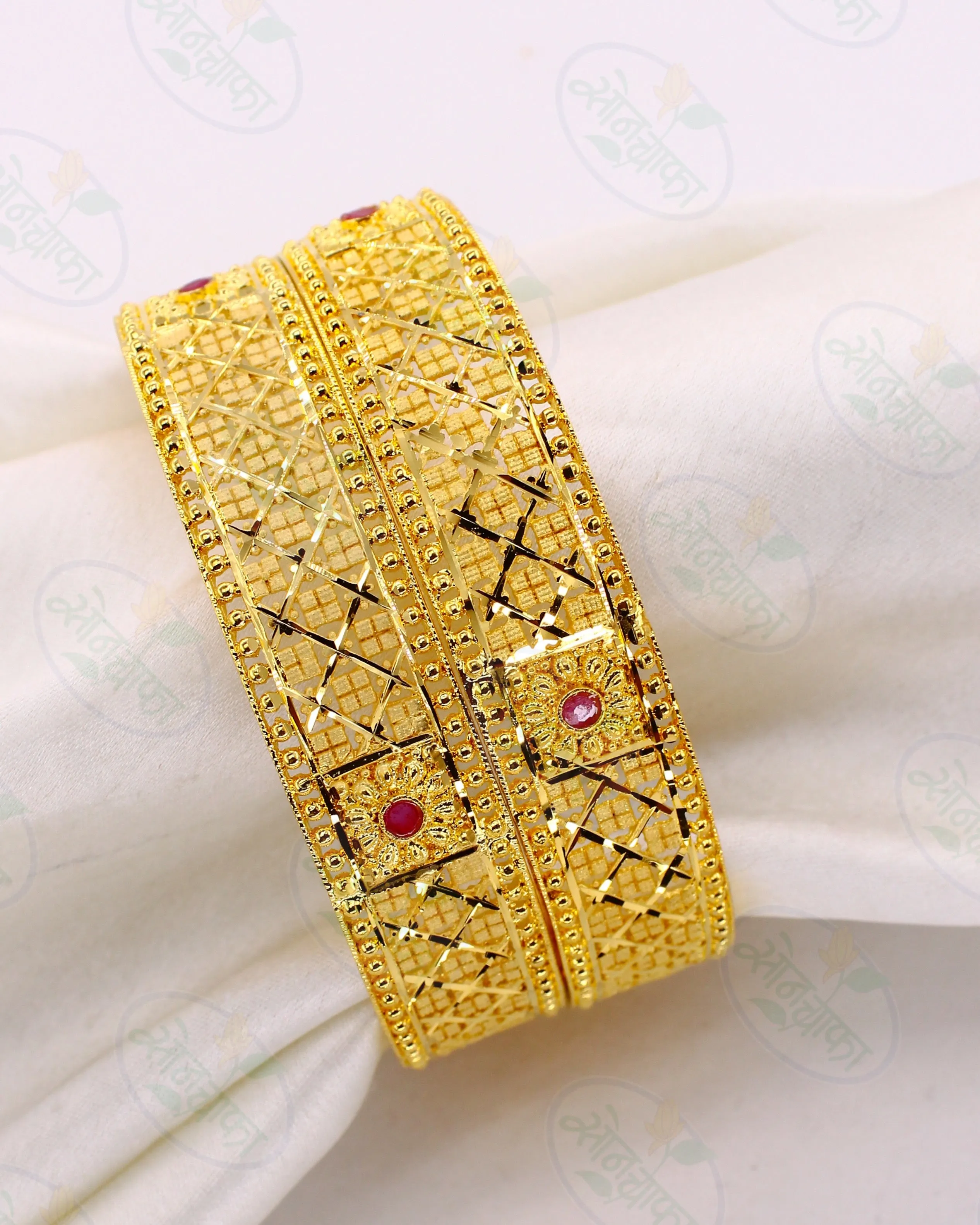 GRACEFUL DESIGNER GOLD PLATED BANGLES