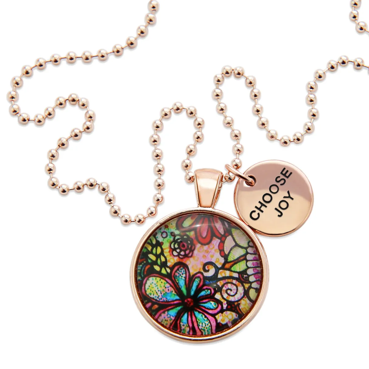 Heart & Soul Collection - Rose Gold 'CHOOSE JOY' Necklace - Flora (10332)