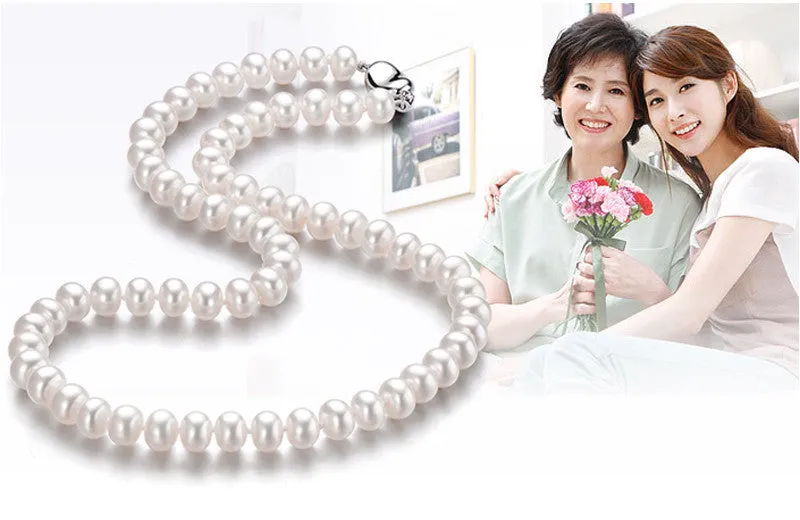 High quality natural freshwater pearl necklace for women 3 colors 8-9mm pearl jewelry 45cm