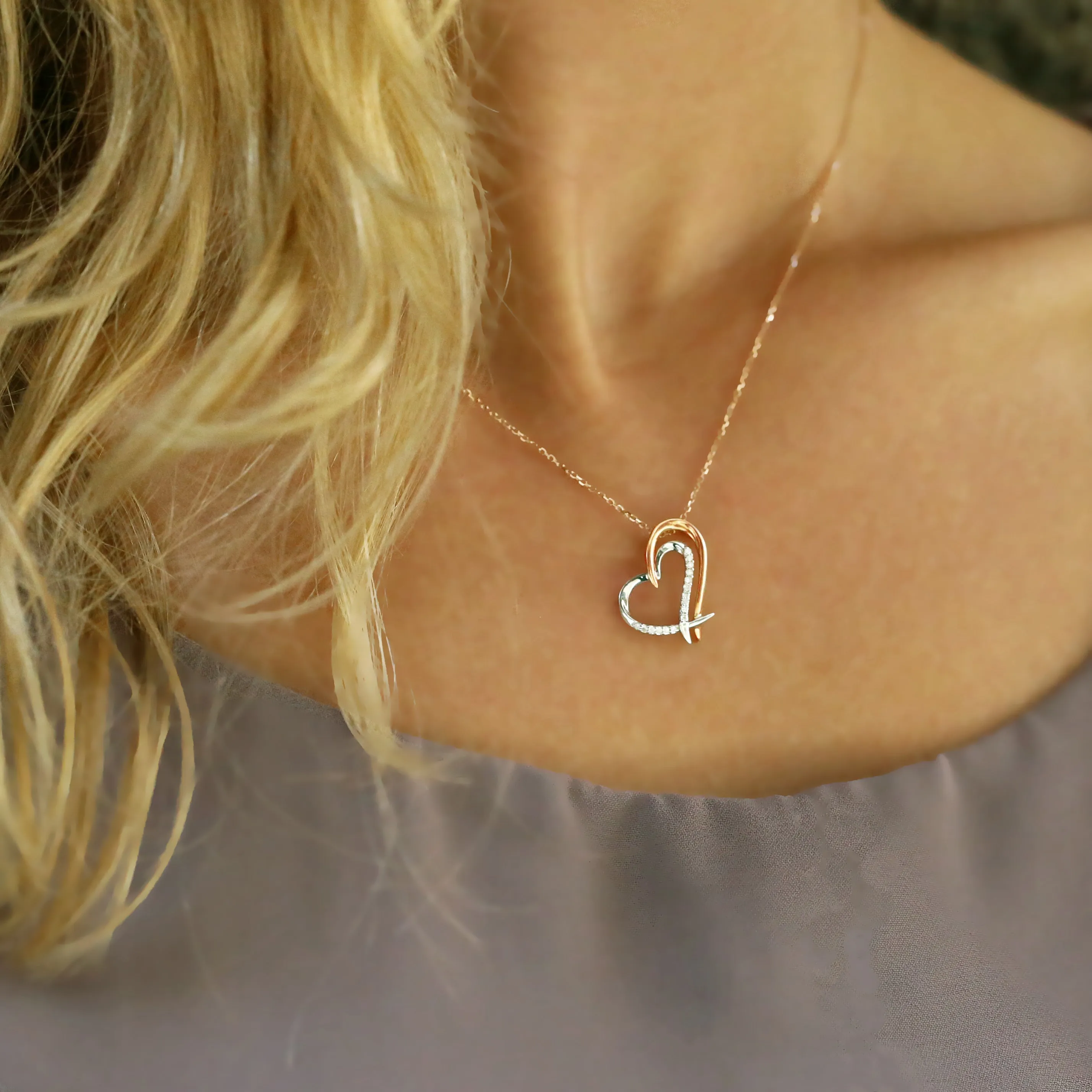 Holding Hearts Diamond Necklace