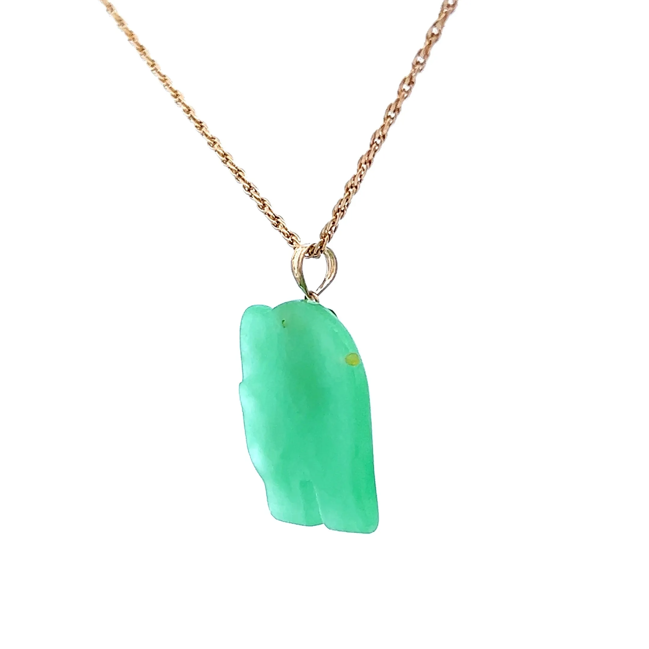 Jade Elephant & 14ct Yellow Gold Pendant