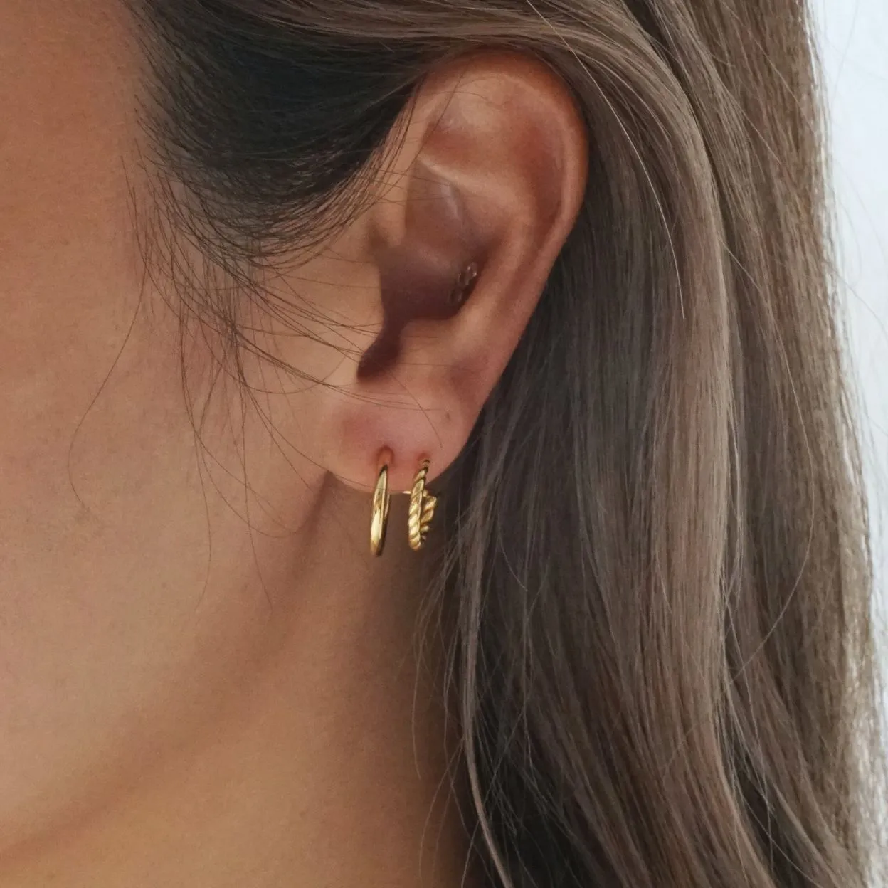 Kara Stud Hoop Earrings