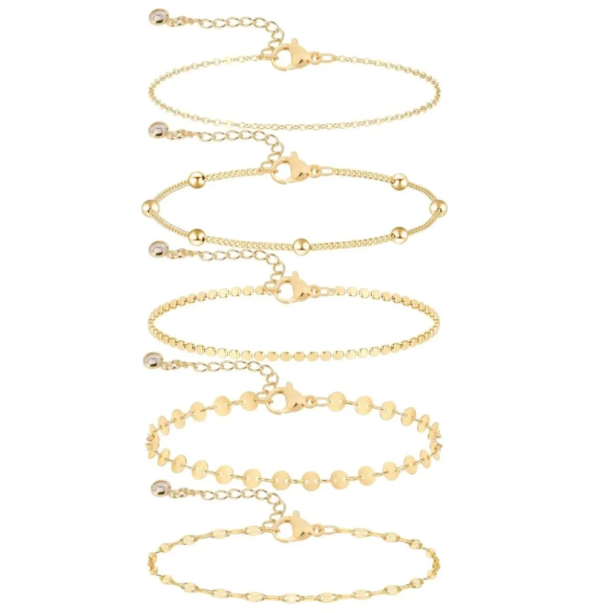 Kyerlyn Dainty Gold 5 Layer Dot Bracelets