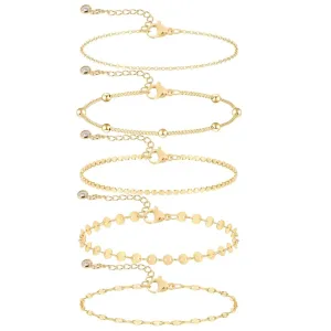 Kyerlyn Dainty Gold 5 Layer Dot Bracelets