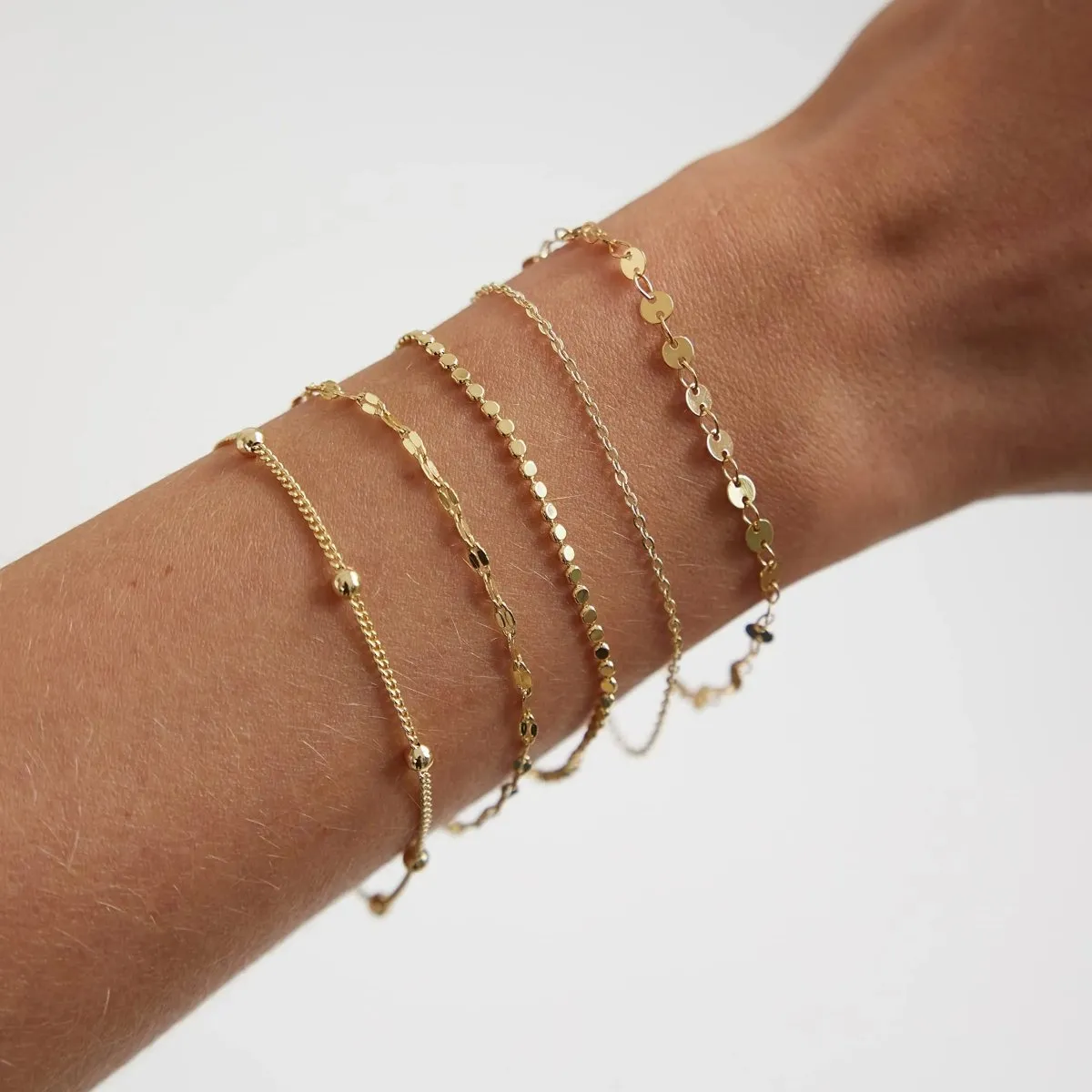 Kyerlyn Dainty Gold 5 Layer Dot Bracelets