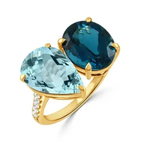 London Blue Topaz, Sky Blue Topaz, 0.21ctw Diamond Ring