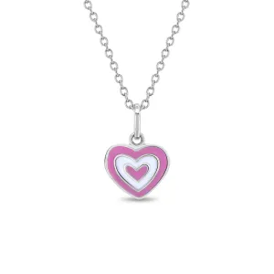 Lovestruck Heart Kids / Children's / Girls Pendant/Necklace Enamel - Sterling Silver