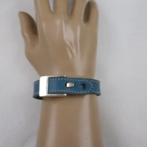 Man's Turquoise Leather Bracelet with Buckle Clasp