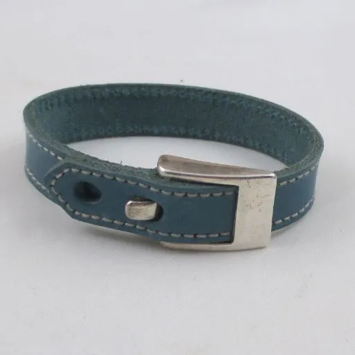 Man's Turquoise Leather Bracelet with Buckle Clasp