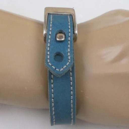 Man's Turquoise Leather Bracelet with Buckle Clasp