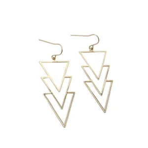 Mary Smooth Triple Triangle Earrings | Gold