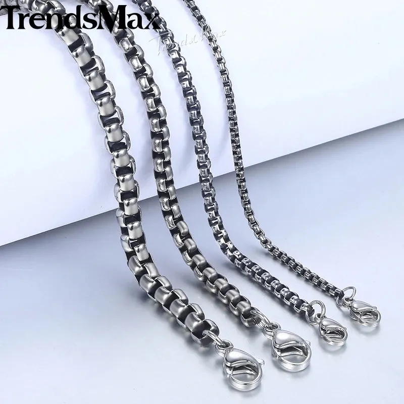 Men's Women's Black Stainless Steel Bracelet Box Chain Bracelets 2020 Dropshipping Wholesale Jewelry Hip Hop KBB12