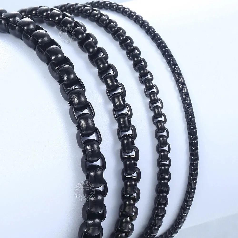 Men's Women's Black Stainless Steel Bracelet Box Chain Bracelets 2020 Dropshipping Wholesale Jewelry Hip Hop KBB12