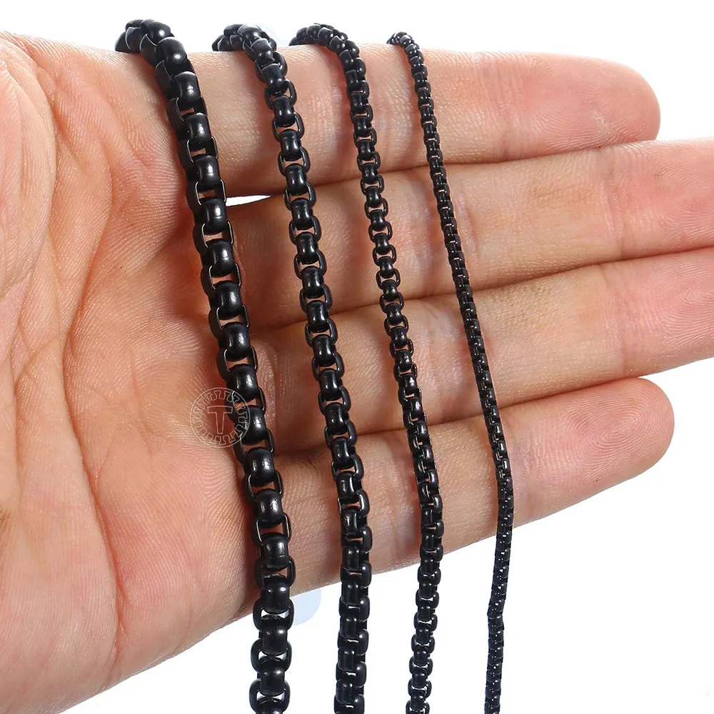 Men's Women's Black Stainless Steel Bracelet Box Chain Bracelets 2020 Dropshipping Wholesale Jewelry Hip Hop KBB12