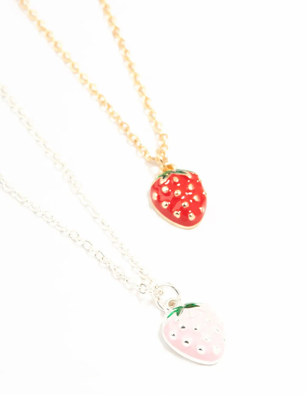 Mixed Metals Strawberry Necklaces 2-Pack