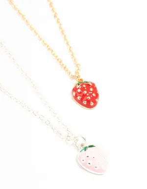 Mixed Metals Strawberry Necklaces 2-Pack