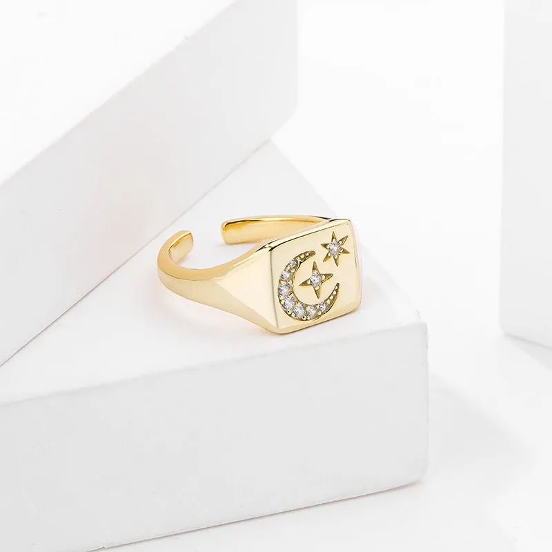 Moon and Star Gold Vermeil Ring