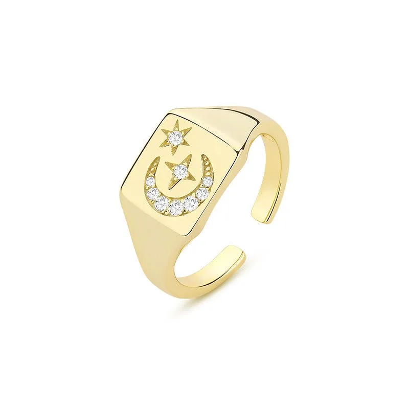 Moon and Star Gold Vermeil Ring