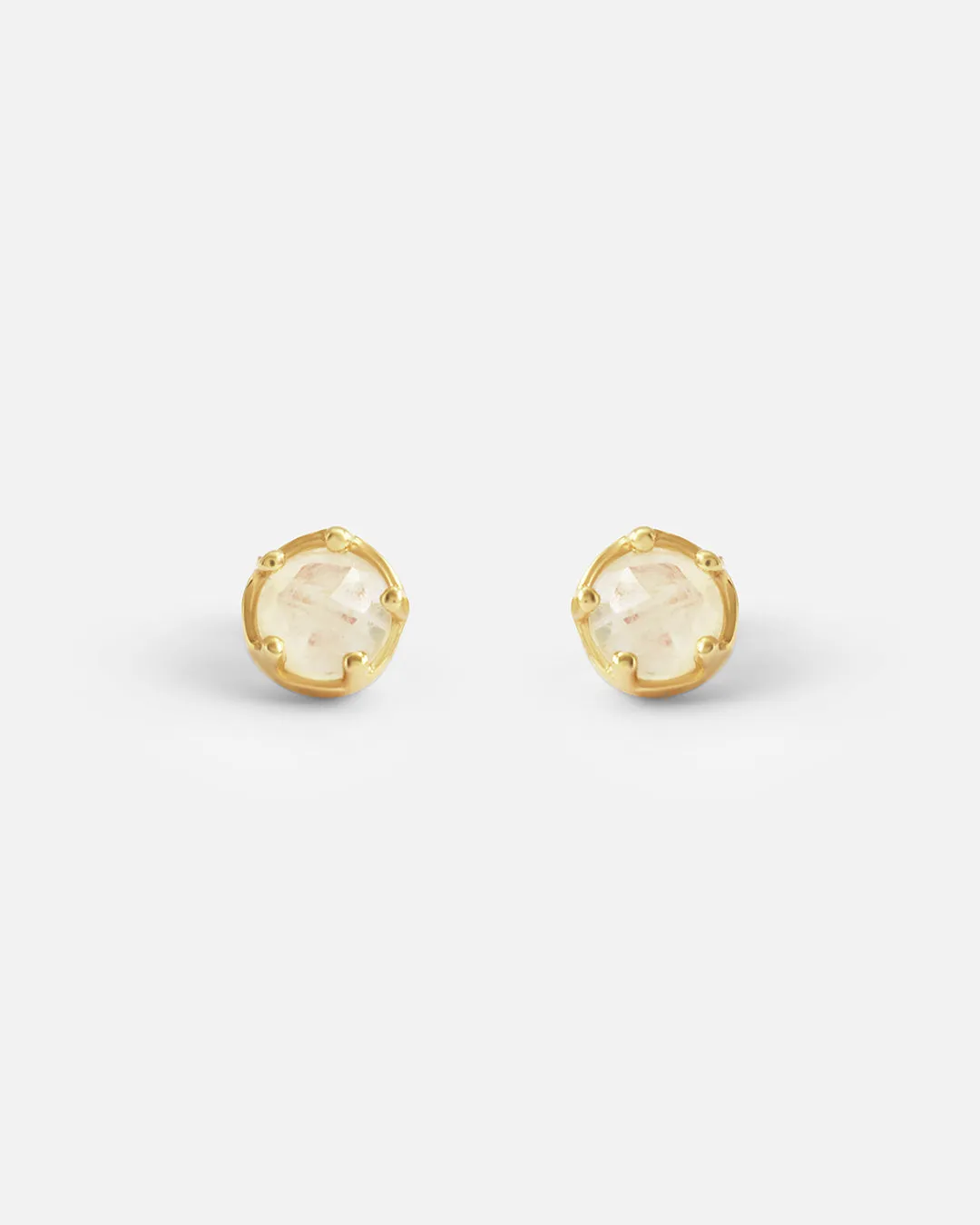 Moonstone / Yellow Gold Studs