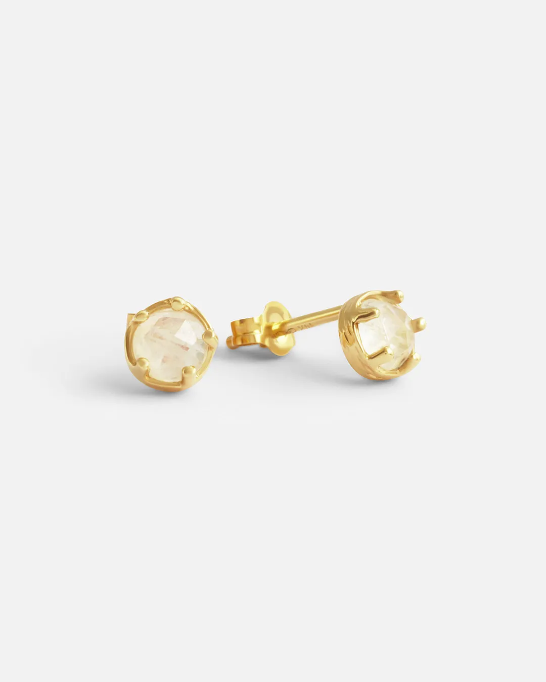 Moonstone / Yellow Gold Studs