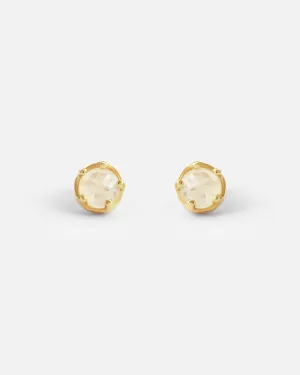 Moonstone / Yellow Gold Studs