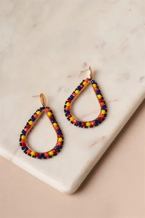 Multi Beaded Hoop Teardrop Earrings /6 Pairs