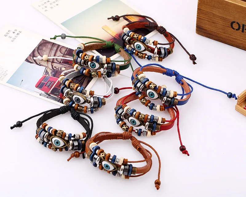 Multi-layer leather bracelet