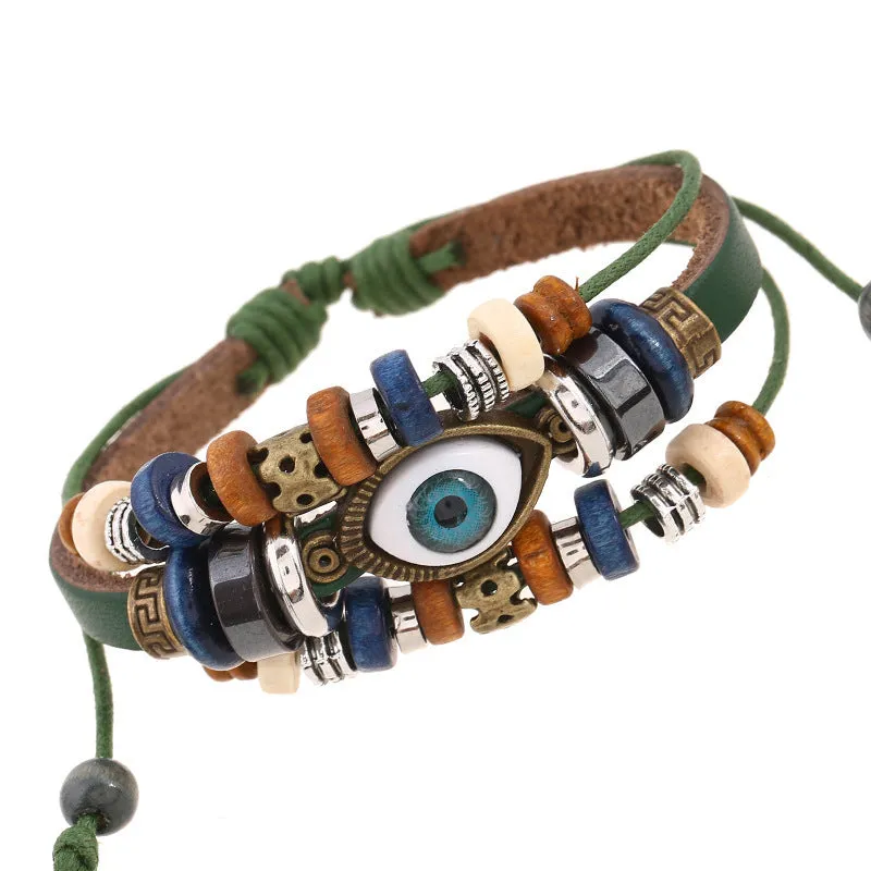 Multi-layer leather bracelet