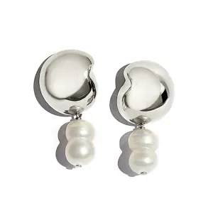 Nicola Pearl Studs - Silver