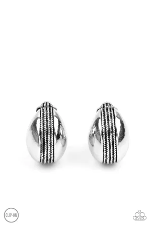 Paparazzi Earring ~ Classic Curves - Silver