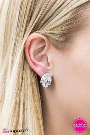 Paparazzi Earring ~ Toplinear - White