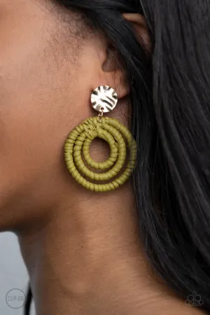 Paparazzi Earring ~ Whimsically Wicker - Green