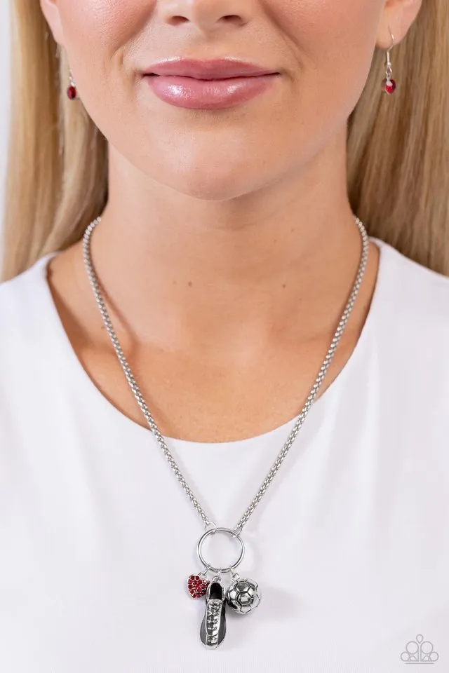 Paparazzi Necklace ~ Corner Kick - Red