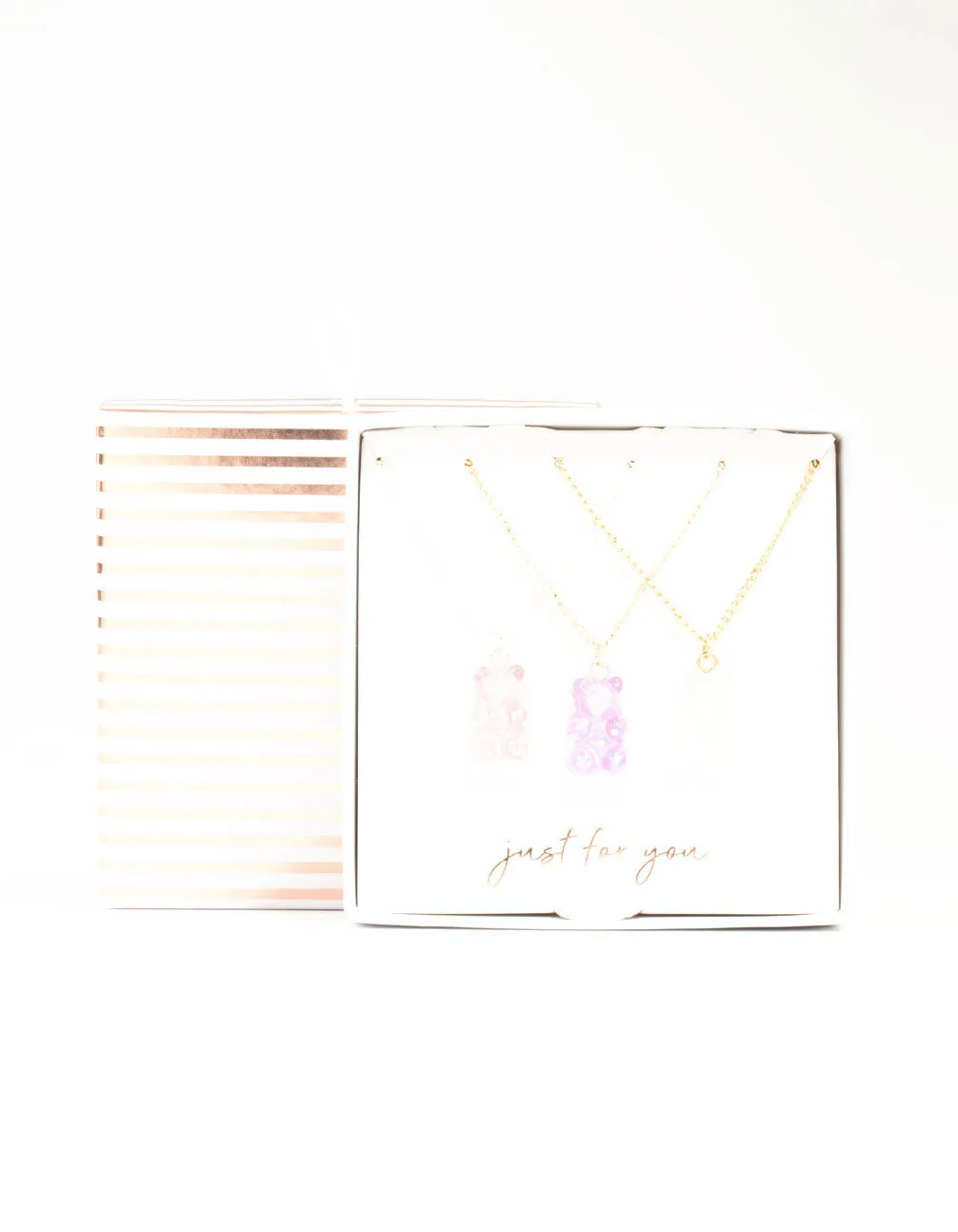 Pastel Holographic Teddy Bear Necklaces 3-Pack