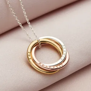 Personalised 9ct Mixed Gold Russian Ring Necklace