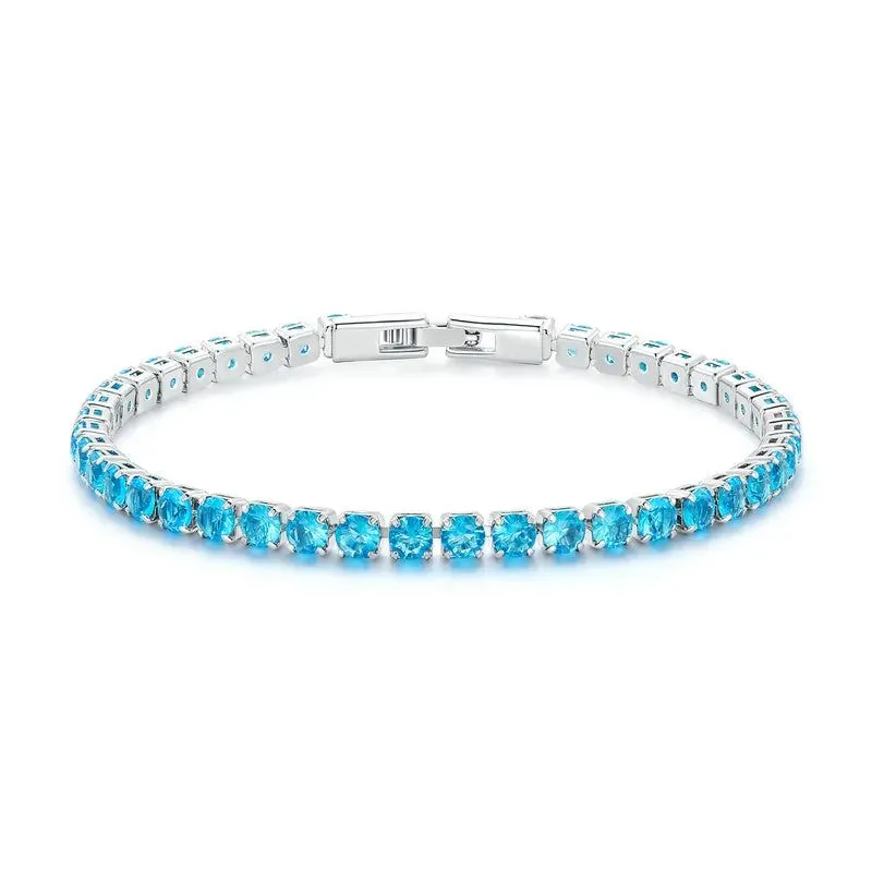 Plated Platinum 5 Colors Tennis Bracelet